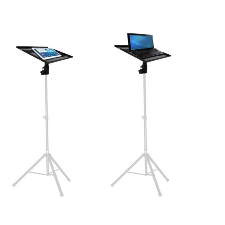Support Double PC Portable + écran DJ - Réglable Hauteur/rotation 360° - Charge 15kg