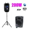 Dj versterkte luidspreker 8 "200W 20cm USB / SD / BT + voet