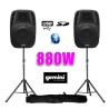Un par de altavoces con alimentación Boomer 10 "880W + pies