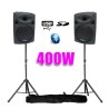 Powered speakers 8 "20cm 400W USB / SD / BT + voeten