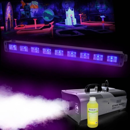 Pack rookmachine 900W + 1L + UV LED-bar-BAR