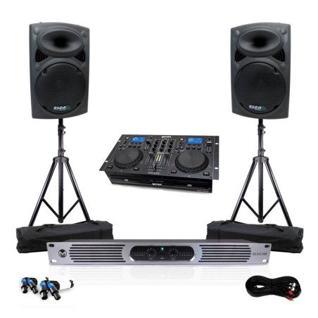 Pack 2 HP 1400W + versterker + 2x350WRMS CD / USB-speler