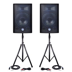 BM-SONIC BMS-12 2 enceintes passives 600W 30cm + PIEDS - CÂBLES