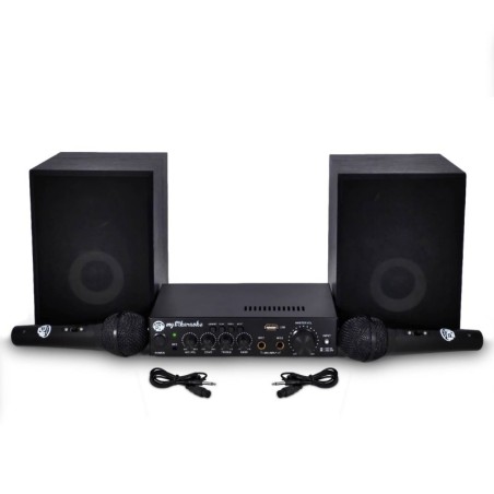 KARAOKE My 1st pack 2 altoparlanti stereo amplificatore da 100W + 1 + 2 microfoni