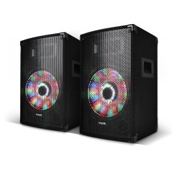 Paire d'enceintes passives SONO DJ PA 10"/25cm 2x250W à LEDs intégrées 2 Voies BassReflex