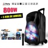 Mobile Altoparlante attivo 800W 15 "LED / USB / BT / SD / FM + microfono + 3 luce fissa LytOr