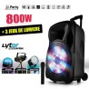 Mobile altavoz activo 800W 15 "LED / USB / BT / SD / FM + micrófono + 3 Luz fija LytOr