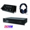 Pack PA versterker 500W SA500 + 3-weg-mixer 5 platen + Helm
