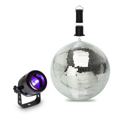 Pack Licht Anfänger UV-LED-Projektor + Spiegelkugel 20 cm + Motor