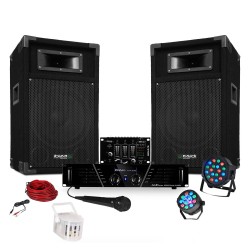 Pack Sono ampli + enceintes 500W + Table de mixage + 3 jeux de lumières
