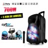 Altavoz activo móvil 700W 12 "LED / USB / BT / SD / FM + micrófono + paquete Samba Lytor