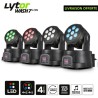 Paquete de 4 cabezas móviles LED 4en1 Rojo / Verde Azul / Blanco DMX 7x4W LytOr Wash7 /