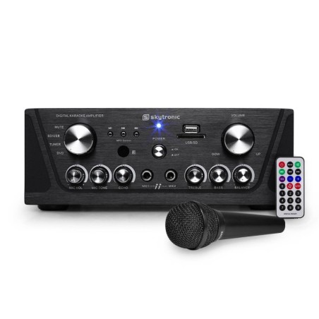 Amplificateur Skytronic karaoké noir USB/SD/FM 160W + 1 Microphone filaire 103.134