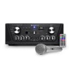 Karaoke amplificador Skytronic negro USB / SD / FM 160W + 1 Micrófono con cable de plata