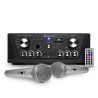 Karaoke amplificador Skytronic negro USB / SD / FM 160W + 2 platas Micrófonos con cable