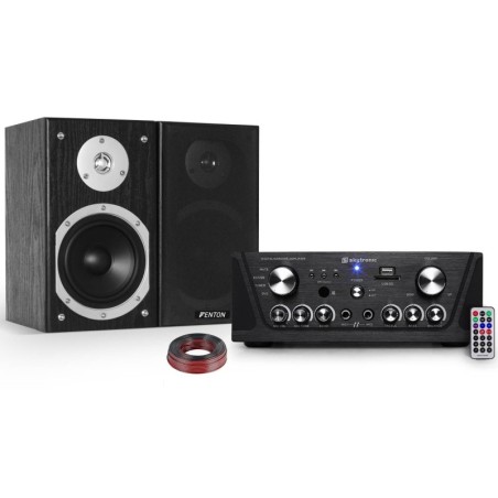 Karaoke amplificatore Skytronic nero USB / SD / FM + 160W coppia di diffusori Hi-Fi a 2 vie 140W