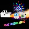 Pack lumière - Machine à fumée 400W à  LEDs ambres + Jeu Astro/Ufo 2en1 + Mini Derby RVBB