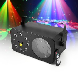 Groen en rood laserlichteffect + Gobo-effect + RGB LED-effect - Dual Power Gobo-flitser