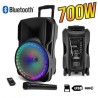 Speaker geluid draagbare batterij 12 "LED RGB - USB / Micro SD / BT / FM + VHF + Micro Phone