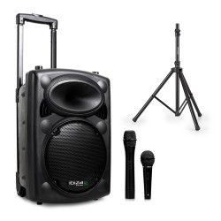 autonome behuizing 8 "400W - USB / REC / VOX / BLUETOOTH + 1 + 1 Micro Micro VHF bedraad + Stand