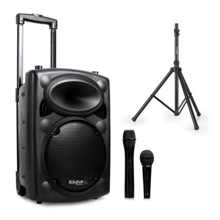 caja autónoma 8 "400W - USB / REC / VOX / Bluetooth + 1 + 1 micro micro ondas métricas cableado + Stand