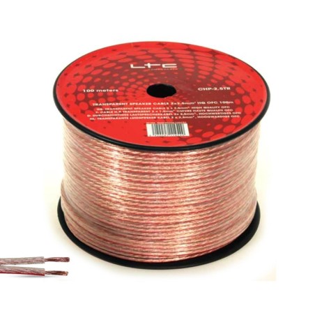 Coil 100M - Speaker Cable 2 x 1,5 mm² - Transparente - Ibiza Sound CHP1.5TR
