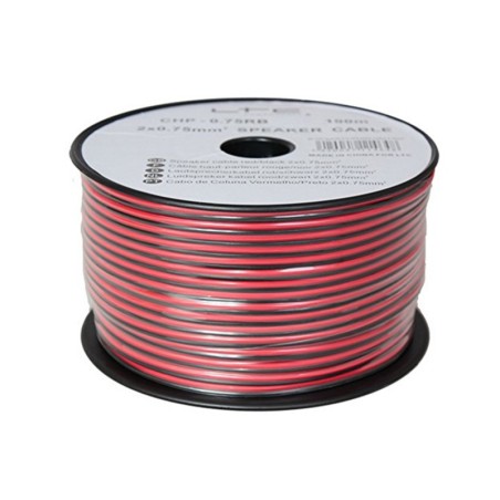 Coil 100M - Cable de altavoces 2 x 0,75 mm² - Rojo / Negro - Ibiza Sound CHP0.75RN