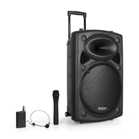 Portable Speaker PA 15 "800W - USB / BT / REC + 2 VHF microfoons - Ibiza Sound PORT15VHF-BT