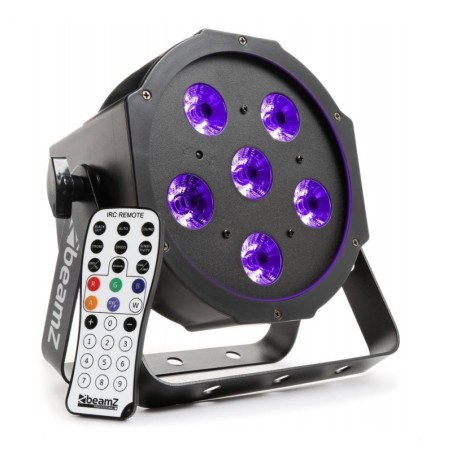 BeamZ BFP130 FlatPAR Spot LED Projecteur lumière UV 6W DMX Télécommande IR