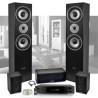 Ensemble 5 enceintes E1004 Noire Hifi / Home-Cinéma 850W LTC + Amplificateur ATM8000 Karaoke USB/BT/FM / 4 x75W + 3 x20W