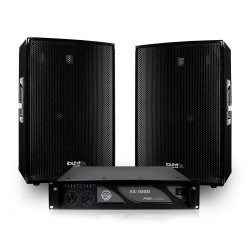 Pack sonorisation 2 Enceintes passives 12"/30cm 2x600W + Ampli 1000W + Câbles DISCO1200