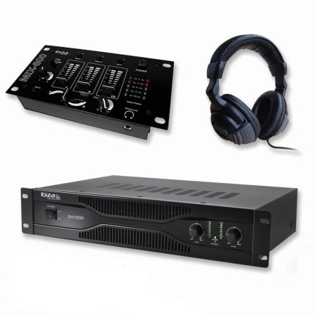 Pack sonorisation amplificateur 700W SA1000 + Table de mixage 3 voies 5 entrées + Casque