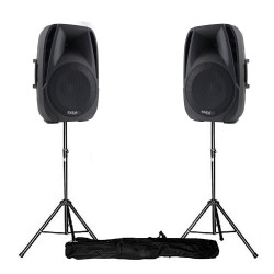 Enceintes actives 8"/20CM 300W USB/SD/BT + pieds