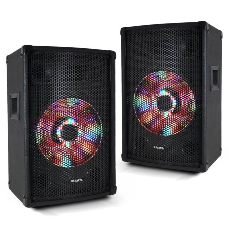 Paire d'enceintes passives sono PA 10"/25cm 2x300W 3 voies Boomer à LEDs XLED10