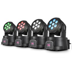 Pack de 4 RGBW 7x12w Lyre Wash 84W QUAD - 7x12W led 4-en-1 RVB + BLANC