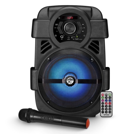 Enceinte autonome MyDj SONIC-08 à LED - 400W - USB/BT/FM/AUX - Télécommande + Micro VHF sans fil