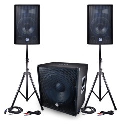 Pack SONO BM Sonic BMS1812 - 2400W - 2 Enceintes 30cm/12" + Caisson 46cm/18" + Pieds + Câbles