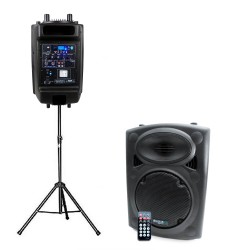 Enceinte amplifiée 10" 25cm 400W USB/SD/BT + pied