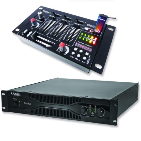 Pack sonorisation amplificateur 2000W SA2000 + Table de mixage 4 voies 7 entrées