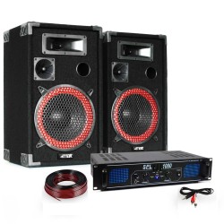 Pack sonorisation 1000W - 2 Enceintes 12" + Amplificateur 2x500W avec EQ + Câblages