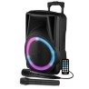 Enceinte Active - FestiSound FESTI12 - 12" 31CM - 600W - sur Batterie - Effet RING LED - USB SD Bluetooth TWS - 2 Micros