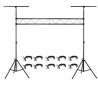 Gantry dubbele lichteffect + 9 + 10 + rookmachine haken + 5 liter vloeibare rook