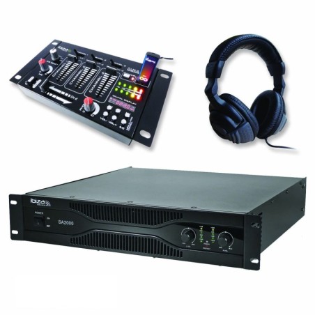 Verpakking PA versterker 2000W SA2000 + 4 kanalen mixer 7 registers + Helm