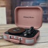 Platine vinyle stéréo saumon 33/45/78 tours avec enceintes intégrées - USB/SD/AUX - Prise casque