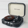 Platine vinyle stéréo Noire 33/45/78 tours avec enceintes intégrées - USB/SD/AUX - Prise casque