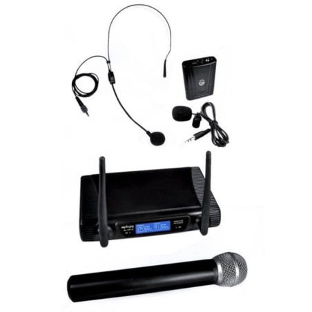 Pack MYDEEJAY VHF 02 V2  micro VHF à main sans fil + serre tête + carate