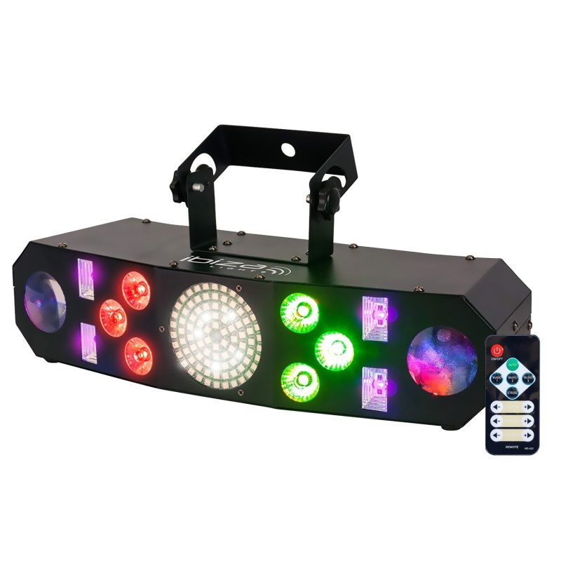 Ibiza COMBI-FX4 Effet Lumineux 3-en-1 Wash Moon Strobe - 4x12 LED RGBW Avec DMX