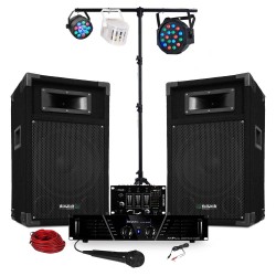 Pack Sono ampli + enceintes 500W + Table de mixage + 3 jeux de lumières + Portique DJ300-N-MONTANA-DERBY-AYDEN-LS10