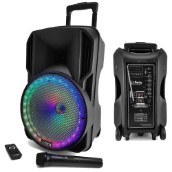 Speaker geluid draagbare batterij 12 "LED RGB - USB / Micro SD / BT / FM + VHF + Micro Phone