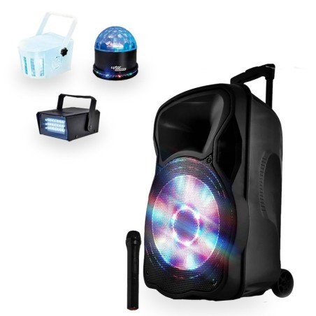 Mobile Altoparlante attivo 800W 15 "LED / USB / BT / SD / FM + microfono + 3 luce fissa LytOr
